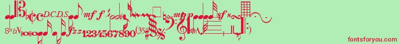 SaxNViolinsLightSsiLight Font – Red Fonts on Green Background