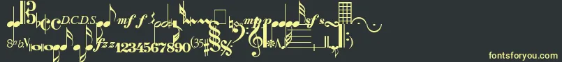 SaxNViolinsLightSsiLight-fontti – keltaiset fontit mustalla taustalla