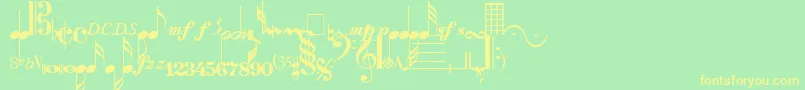 Шрифт SaxNViolinsLightSsiLight – жёлтые шрифты на зелёном фоне