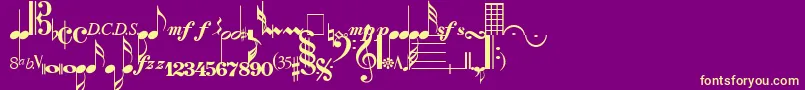 SaxNViolinsLightSsiLight Font – Yellow Fonts on Purple Background