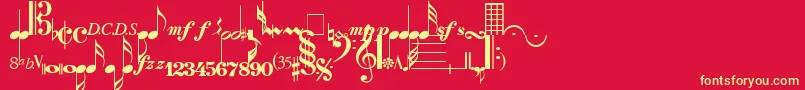 SaxNViolinsLightSsiLight-Schriftart – Gelbe Schriften auf rotem Hintergrund