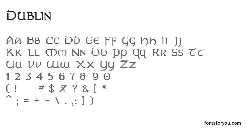 Czcionka Dublin – alfabet, cyfry, specjalne znaki