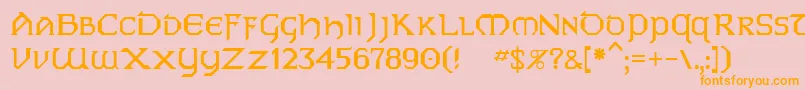 フォントDublin – オレンジの文字がピンクの背景にあります。