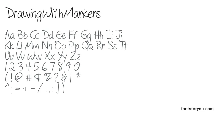 Schriftart DrawingWithMarkers – Alphabet, Zahlen, spezielle Symbole