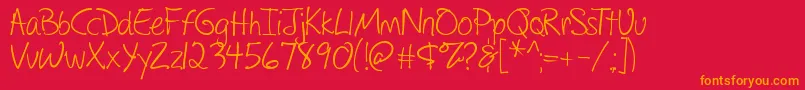 フォントDrawingWithMarkers – 赤い背景にオレンジの文字