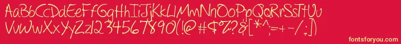 DrawingWithMarkers-fontti – keltaiset fontit punaisella taustalla
