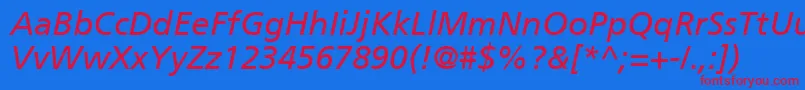 フォントPalmaSsiItalic – 赤い文字の青い背景