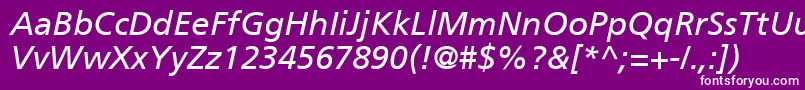 PalmaSsiItalic-Schriftart – Weiße Schriften auf violettem Hintergrund