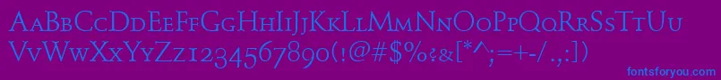 SchindlerSmallCaps Font – Blue Fonts on Purple Background