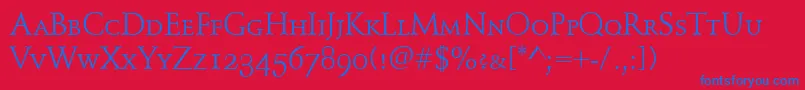 SchindlerSmallCaps Font – Blue Fonts on Red Background