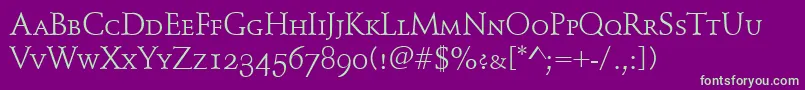 SchindlerSmallCaps Font – Green Fonts on Purple Background