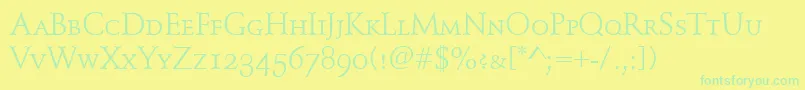 SchindlerSmallCaps Font – Green Fonts on Yellow Background