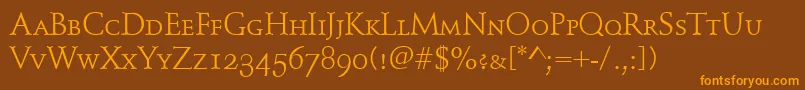 SchindlerSmallCaps Font – Orange Fonts on Brown Background