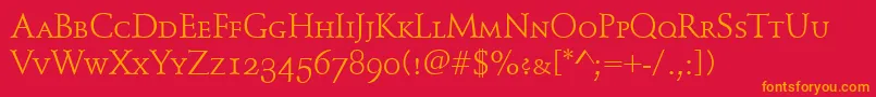 SchindlerSmallCaps Font – Orange Fonts on Red Background