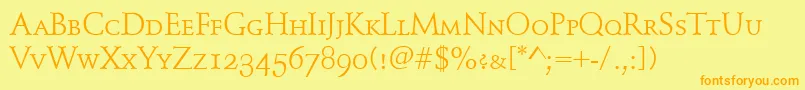 SchindlerSmallCaps Font – Orange Fonts on Yellow Background