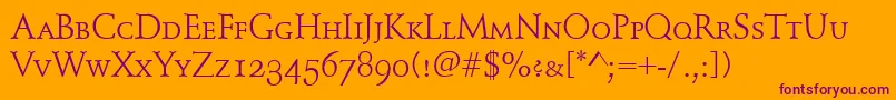 SchindlerSmallCaps Font – Purple Fonts on Orange Background