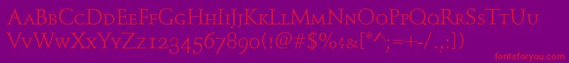 SchindlerSmallCaps Font – Red Fonts on Purple Background