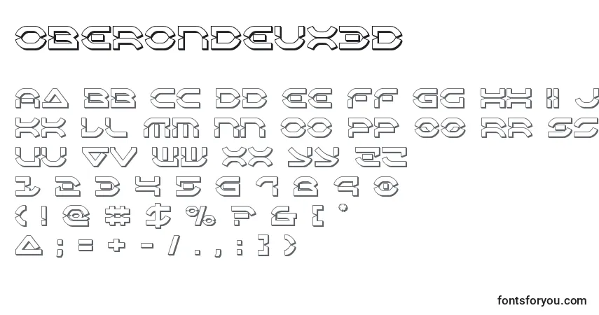 Czcionka Oberondeux3D – alfabet, cyfry, specjalne znaki
