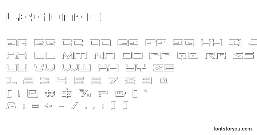 Schriftart Legion3D – Alphabet, Zahlen, spezielle Symbole