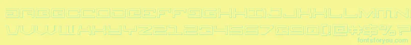 Legion3D-Schriftart – Grüne Schriften auf gelbem Hintergrund