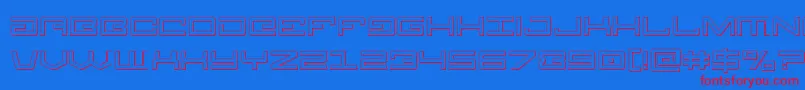 Legion3D-Schriftart – Rote Schriften auf blauem Hintergrund