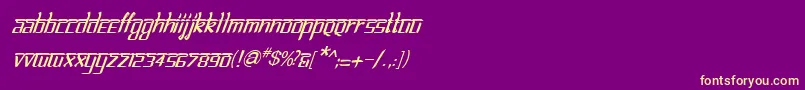 フォントBitlinglipikaItalic – 紫の背景に黄色のフォント