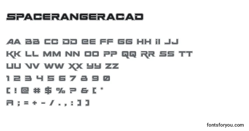 Czcionka Spacerangeracad – alfabet, cyfry, specjalne znaki
