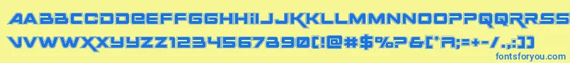 Spacerangeracad Font – Blue Fonts on Yellow Background