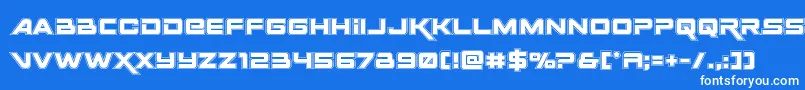 Czcionka Spacerangeracad – białe czcionki na niebieskim tle