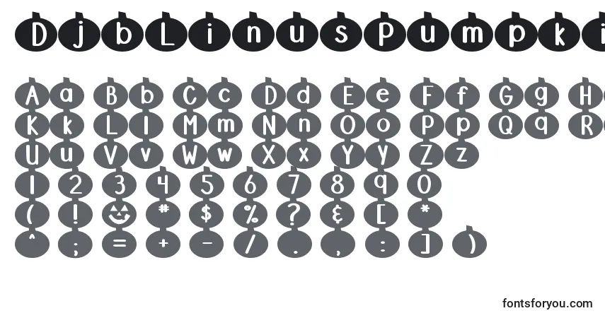 Czcionka DjbLinusPumpkin2 – alfabet, cyfry, specjalne znaki