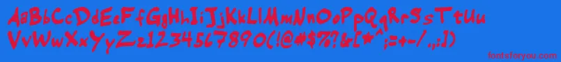 WarehouseRegular Font – Red Fonts on Blue Background