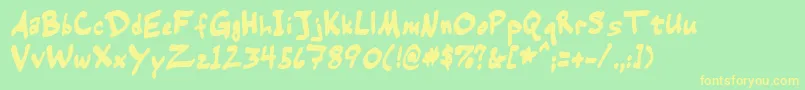 フォントWarehouseRegular – 黄色の文字が緑の背景にあります