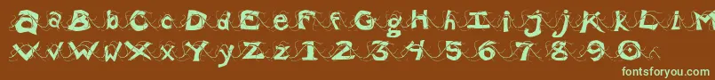 Wlentanglemental-fontti – vihreät fontit ruskealla taustalla