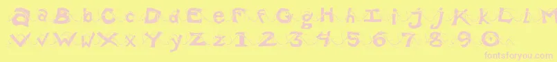 Wlentanglemental-fontti – vaaleanpunaiset fontit keltaisella taustalla