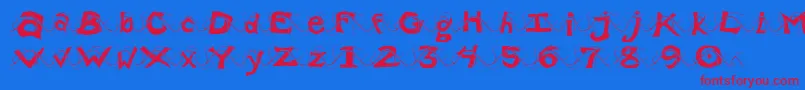 Wlentanglemental-Schriftart – Rote Schriften auf blauem Hintergrund