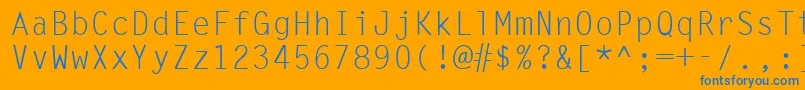 Czcionka Ukrmonospaced – niebieskie czcionki na pomarańczowym tle