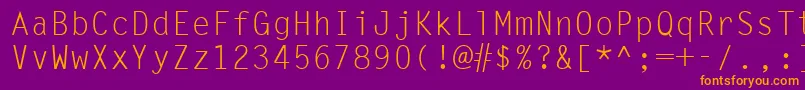 Ukrmonospaced-Schriftart – Orangefarbene Schriften auf violettem Hintergrund