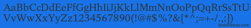 Fonte RotationltstdRoman – fontes pretas em um fundo azul