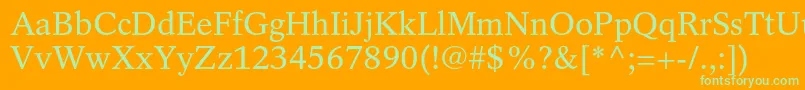 Fonte RotationltstdRoman – fontes verdes em um fundo laranja