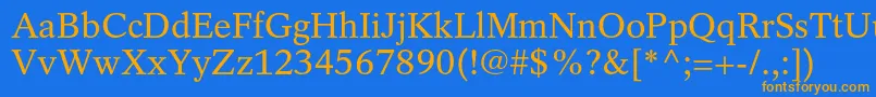 フォントRotationltstdRoman – オレンジ色の文字が青い背景にあります。