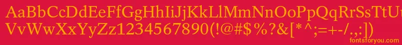 フォントRotationltstdRoman – 赤い背景にオレンジの文字