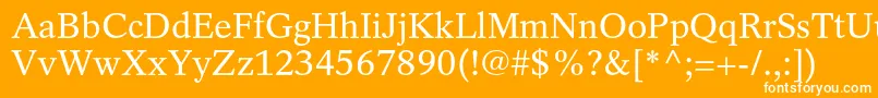 RotationltstdRoman-Schriftart – Weiße Schriften auf orangefarbenem Hintergrund