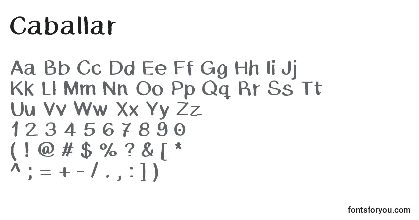 Czcionka Caballar – alfabet, cyfry, specjalne znaki