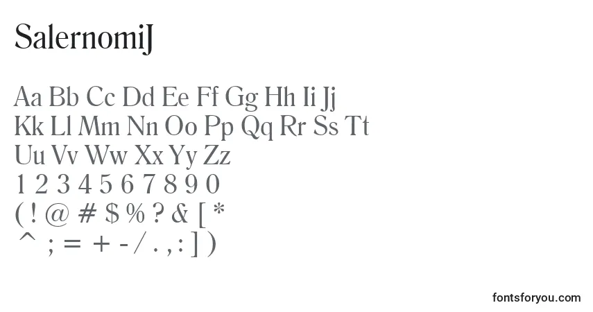 A fonte SalernomiJ – alfabeto, números, caracteres especiais