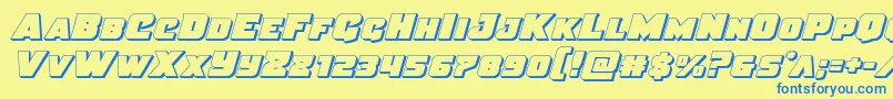 Justice3D Font – Blue Fonts on Yellow Background