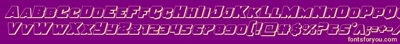 Justice3D Font – Yellow Fonts on Purple Background
