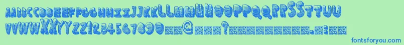 フォントFunspace – 青い文字は緑の背景です。
