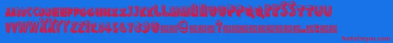 Funspace-Schriftart – Rote Schriften auf blauem Hintergrund