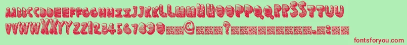 Funspace-Schriftart – Rote Schriften auf grünem Hintergrund