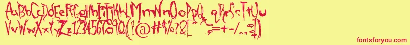 AlienStrawberry-fontti – punaiset fontit keltaisella taustalla